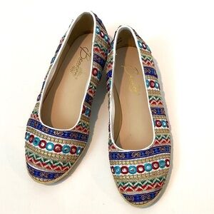 Embroidered Indian style slip on shoes